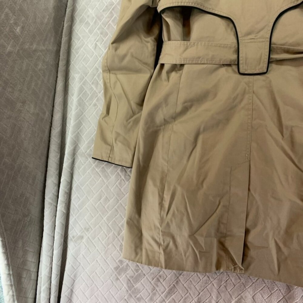 H&M Womens 12 Trench Coat Tan Knee Length Belted Wide Lapel Timeless Minimalist - Picture 14 of 16